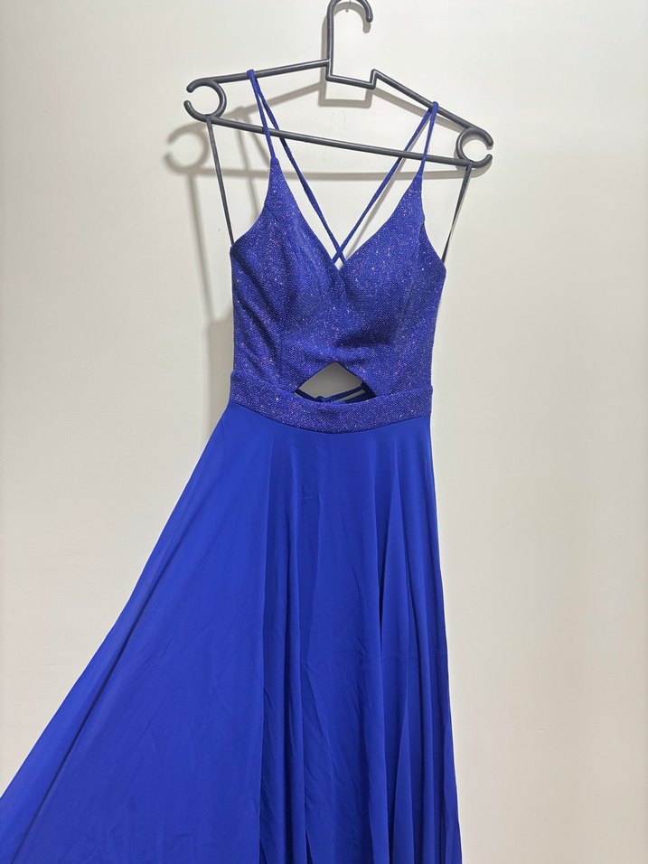 Mavi Sırt dekolteli Abiye Elbise - Görsel 2