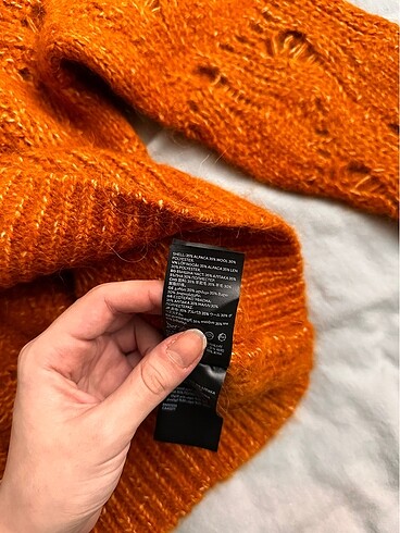 xl Beden turuncu Renk h&m alpaka yünlü delikli kazak