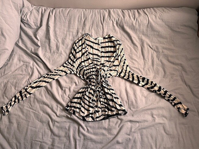 H&M h&m tül çizgili bluz
