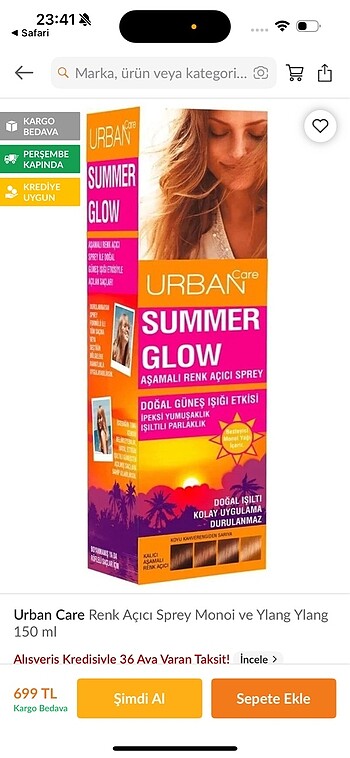 URBAN SUMMER GLOW GÜNEŞ IŞIĞI ETKİSİ SPREY - Görsel 4