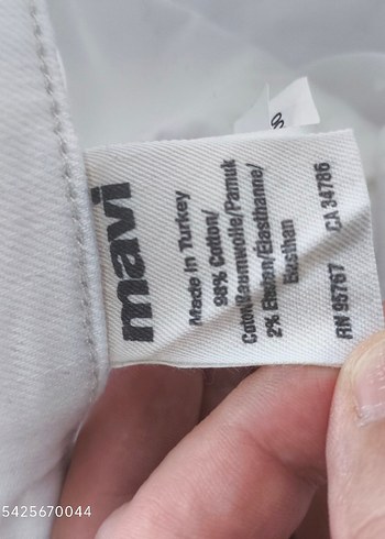 34 Beden Mavi Jeans Beyaz Kot Pantolon W34-L32