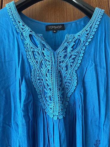 xl Beden mavi Renk Topshop Dantel Detaylı Bluz