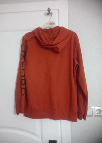 xl Beden kahverengi Renk Kapüşonlu Kahverengi Fermuarlı Sweatshirt