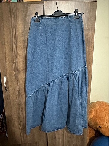 Denim&Co Denim kot mavi etek uzun
