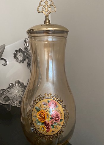 Altın Kapaklı Gri Dekoratif Vazo - Görsel 2