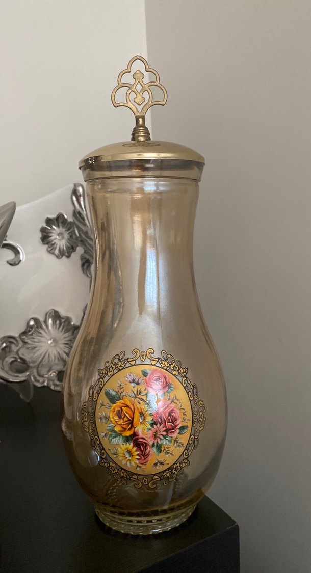 Altın Kapaklı Gri Dekoratif Vazo - Görsel 2