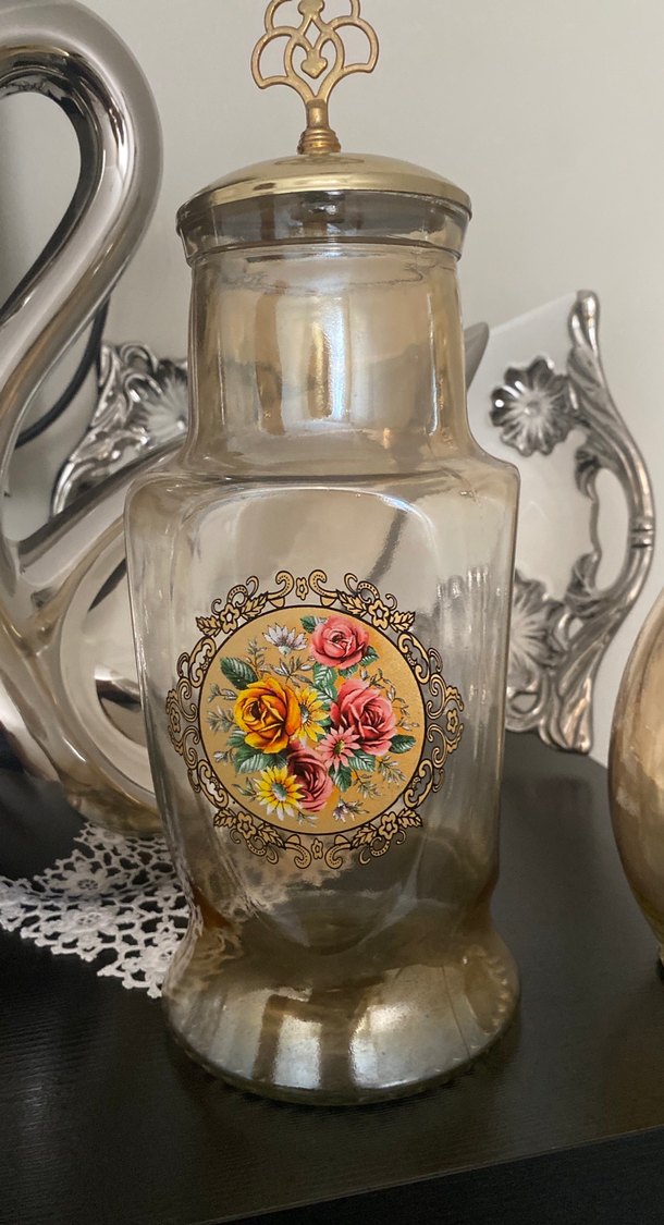 Altın Kapaklı Gri Dekoratif Vazo - Görsel 3