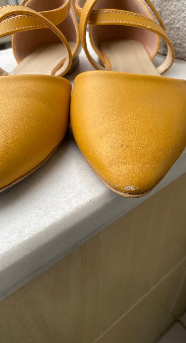 Sarı Tokalı Kadın Blok Topuklu Babet - Görsel 3