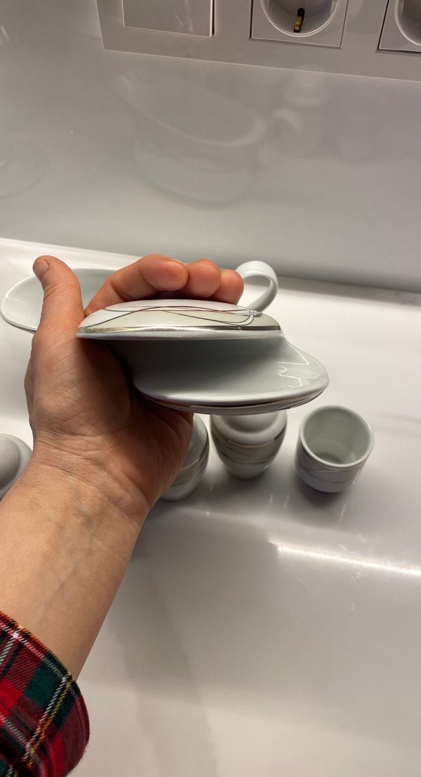 Modern Klasik Beyaz Gri Porselen Baharat Seti - Görsel 4