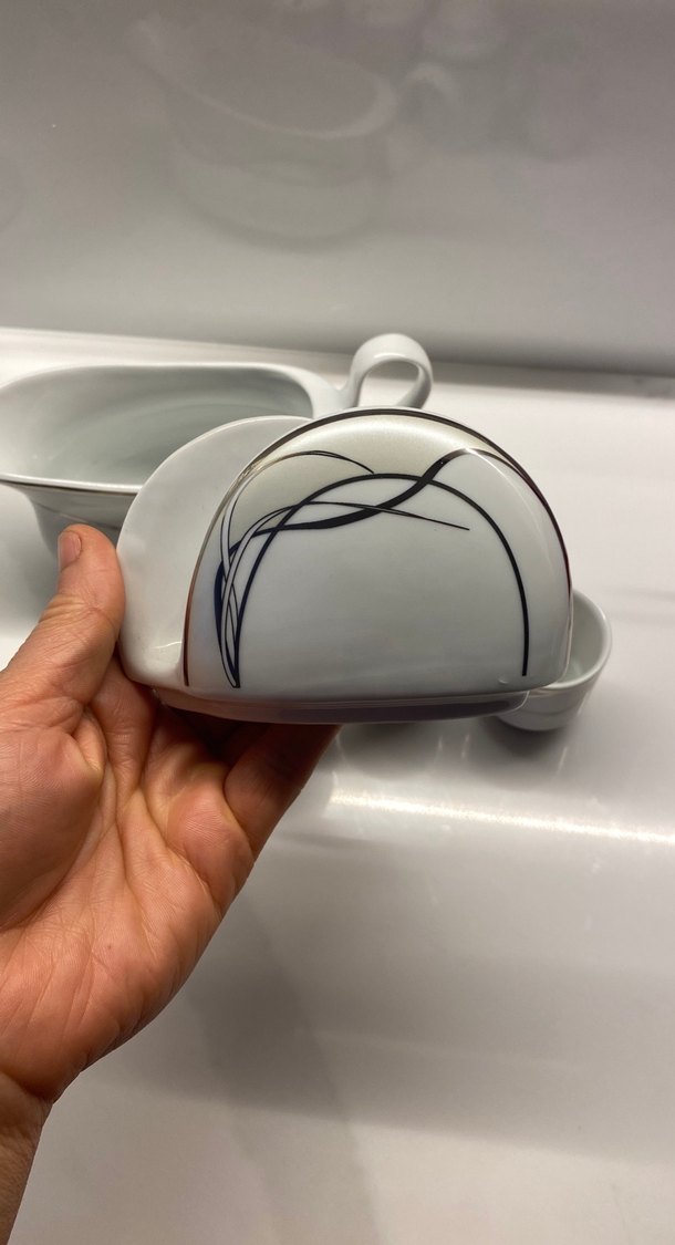 Modern Klasik Beyaz Gri Porselen Baharat Seti - Görsel 3