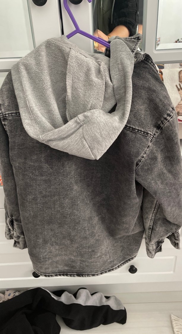 Gri kot Ceket Düğmeli - Görsel 2