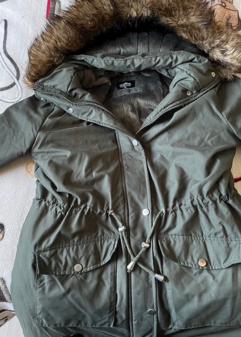 Gri Kürklü Kadın Kışlık Mont - Görsel 2