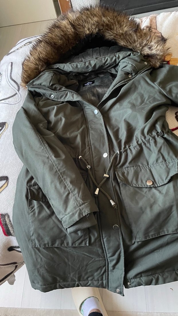 Gri Kürklü Kadın Kışlık Mont - Görsel 3