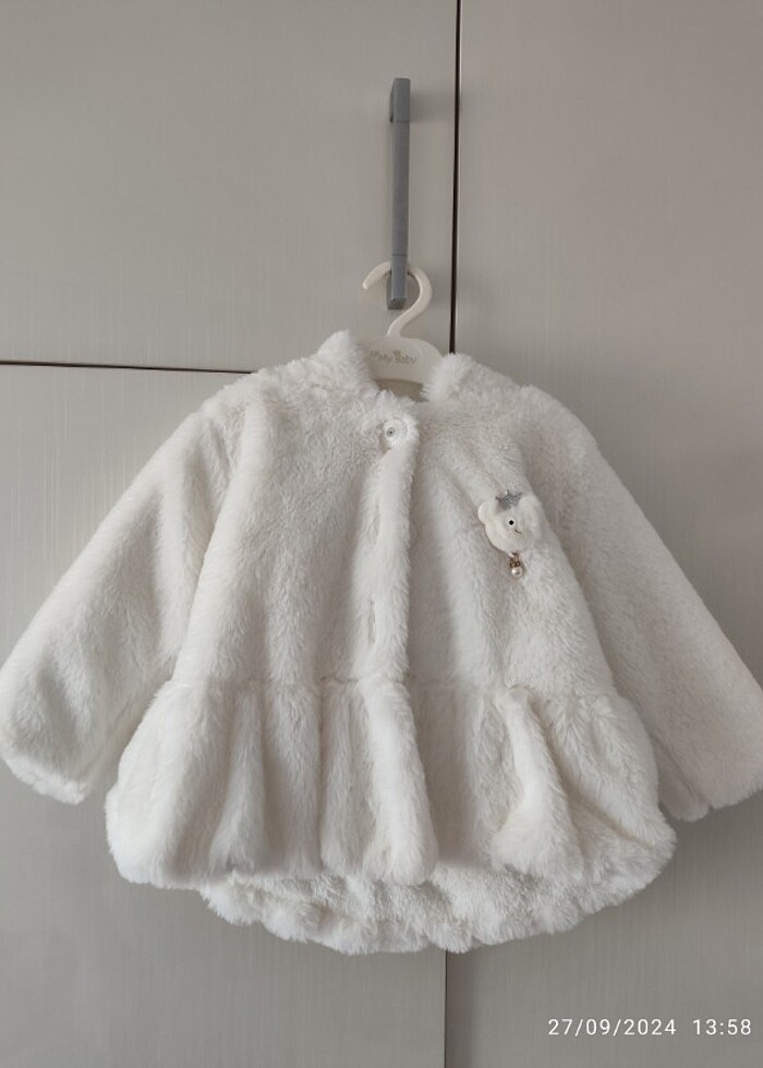 Kız bebek peluş mont - Görsel 2