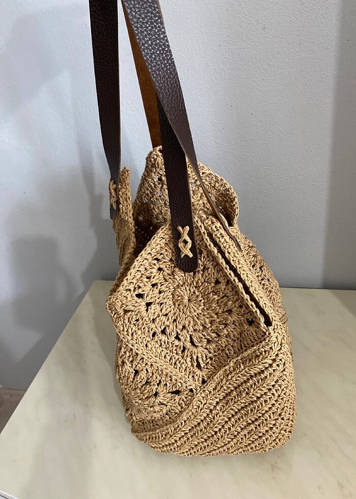 El yapımı deri saplı çanta - Görsel 2