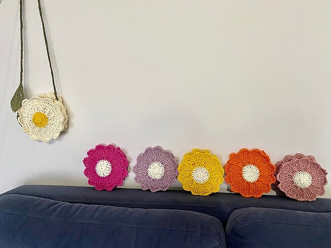 Örme çocuk papatya çanta - Görsel 4