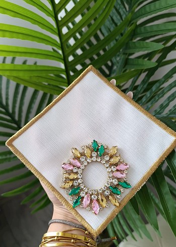 Pul İşlemeli Çok Renkli sunum peçetesi - Görsel 2