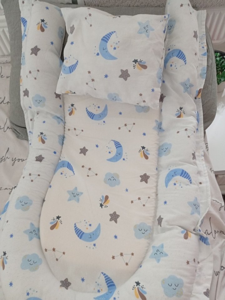 Pastel Mavi Baskılı Çocuk Uyku Yatağı - Görsel 2