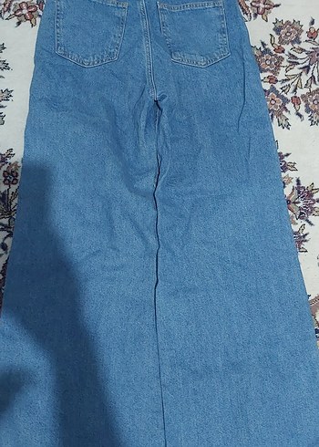 Kadın Açık Mavi Bol Paça Kot Pantolon - Görsel 3