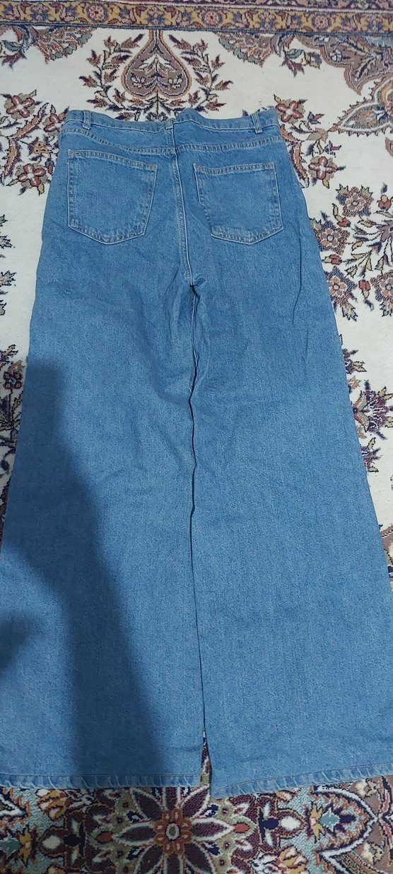 Kadın Açık Mavi Bol Paça Kot Pantolon - Görsel 3