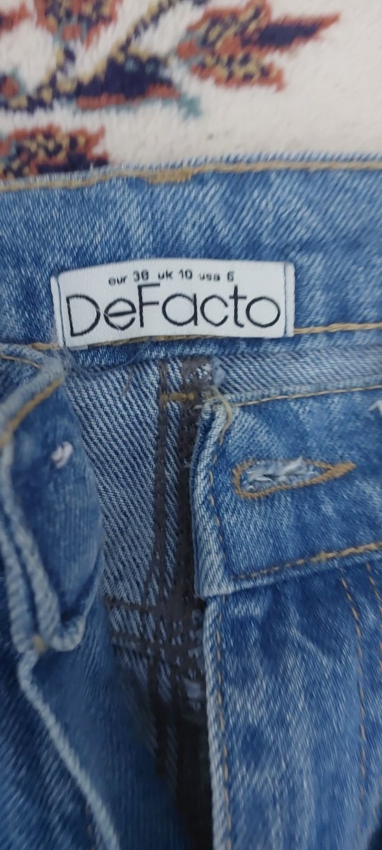 Kadın Açık Mavi Bol Paça Kot Pantolon - Görsel 2