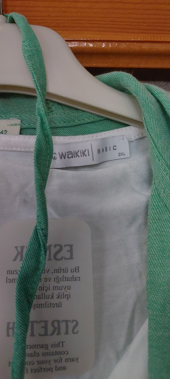 Yeşil Uzun Keten Kadın Gömlek - Görsel 3