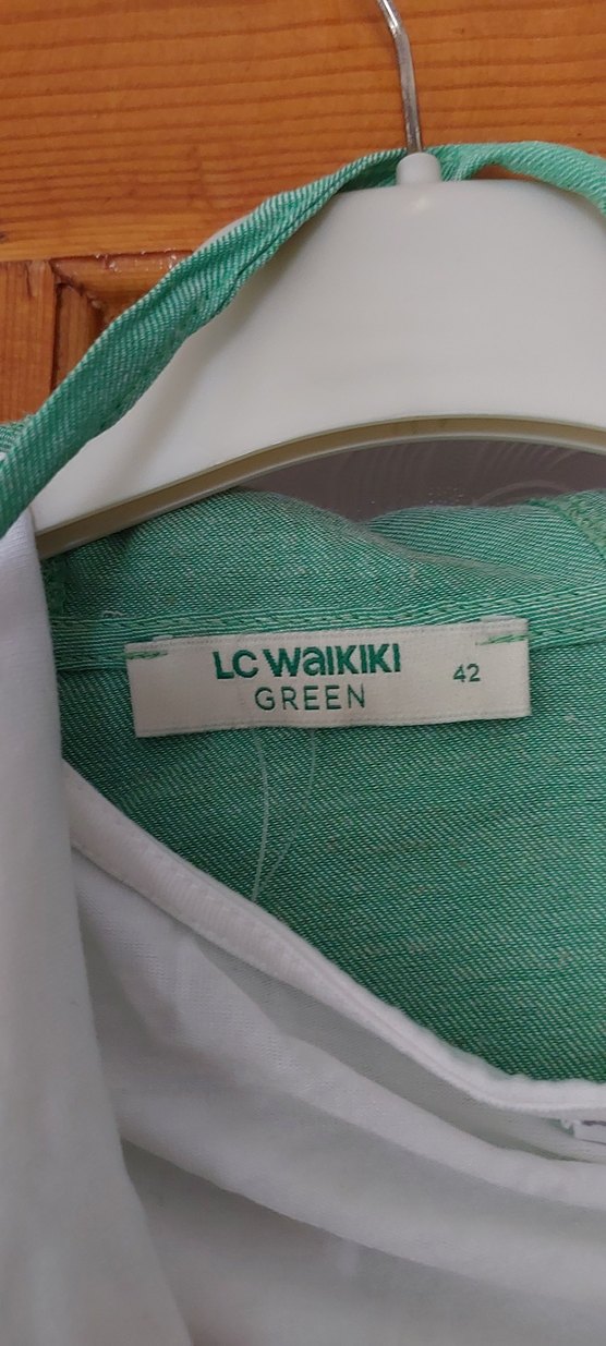 Yeşil Uzun Keten Kadın Gömlek - Görsel 4