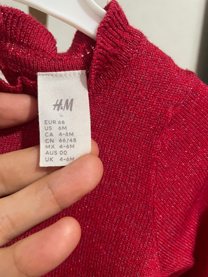 Kırmızı  triko Kız Çocuk Elbise - Görsel 2