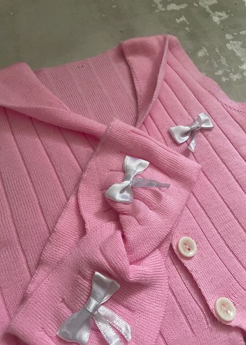 Pembe Örgü Kız Bebek Üçlü Takım - Görsel 3