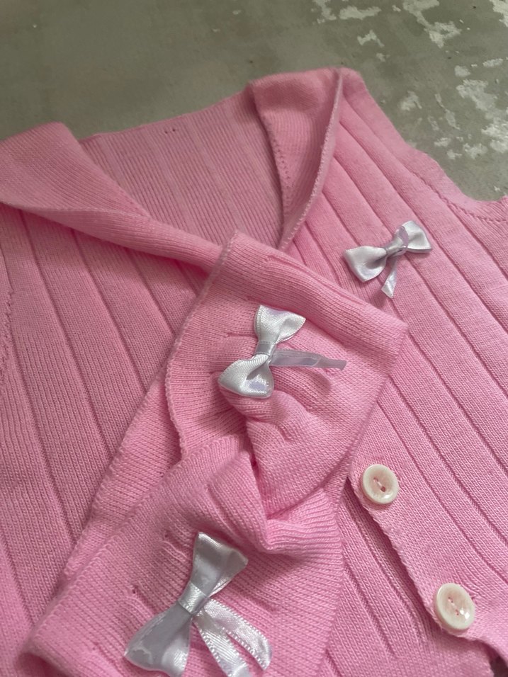 Pembe Örgü Kız Bebek Üçlü Takım - Görsel 3