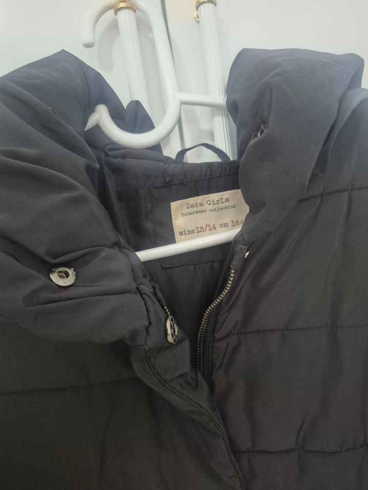 orijinal Siyah Fermuarlı Midi Rahat Mont - Görsel 2