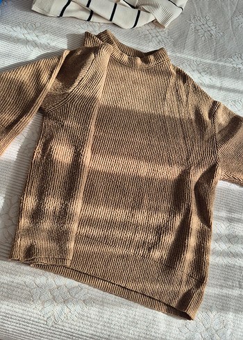 Kadın Kahverengi Triko Bisiklet Yaka Kazak - Görsel 2