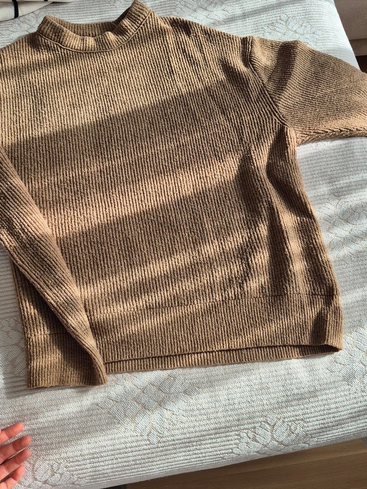 Kadın Kahverengi Triko Bisiklet Yaka Kazak - Görsel 3