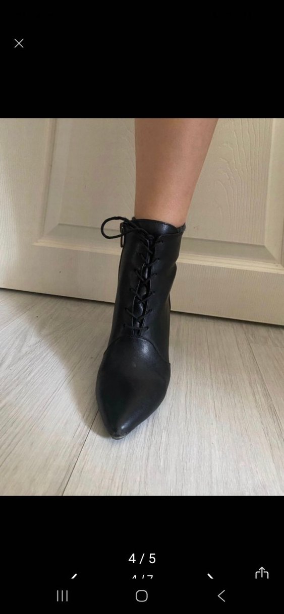 Siyah Deri topuklu Kadın Botu - Görsel 4