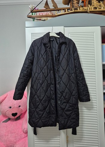 Kemerli Siyah Midi Kadın Mont - Görsel 3