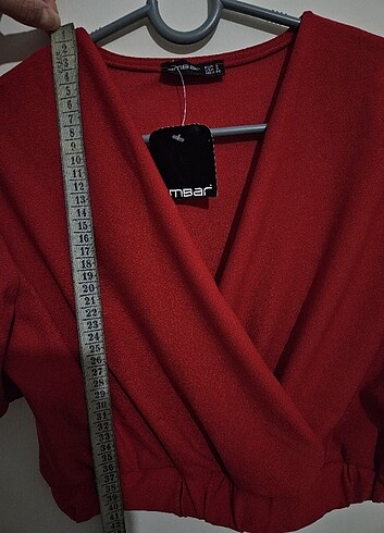Etiketli Kruvaze Yaka Crop S Beden