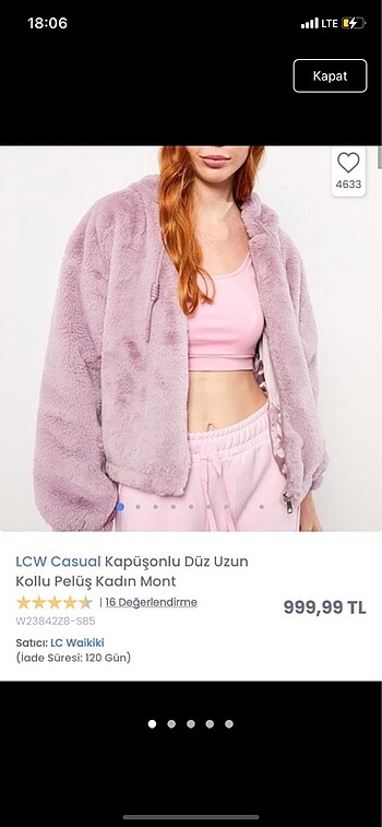 Peluş mont