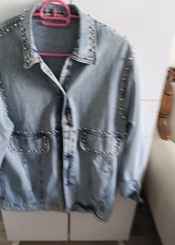 m Beden mavi Renk Düğmeli Kadın Mavi Denim Ceket