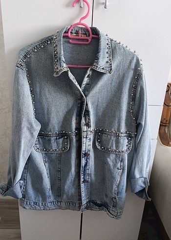 Düğmeli Kadın Mavi Denim Ceket