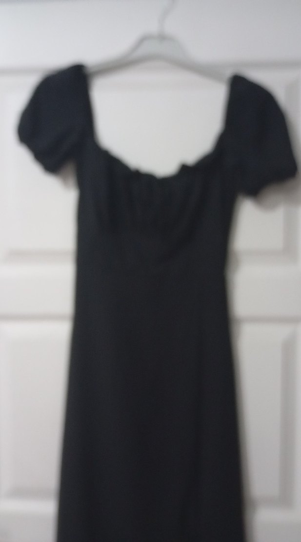 Siyah Drapeli Midi Goth Kadın Elbise - Görsel 2