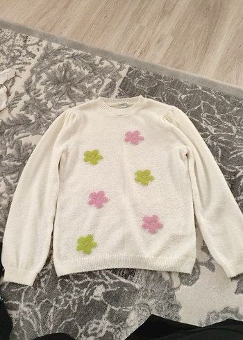 LC Waikiki Gri yumuşak uzun kol üst ve örgü uzun kol kazak kız çocuk