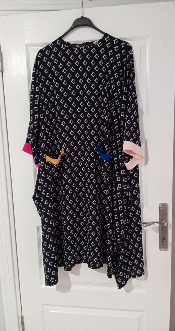 Siyah Desenli salaş uzun tunik - Görsel 2