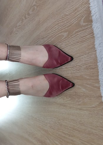 Pembe  saten Zincir Detaylı İnce Topuklu Kadın Ayakkabı - Görsel 3