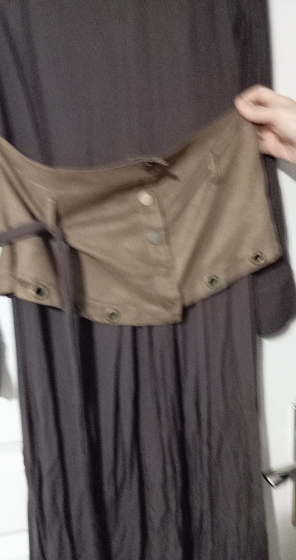 Kahverengi Kemerli Uzun Keten Elbise - Görsel 3