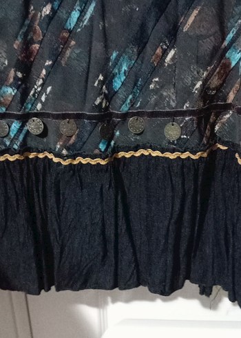 Siyah  Desenli Uzun Bohem Etek - Görsel 2