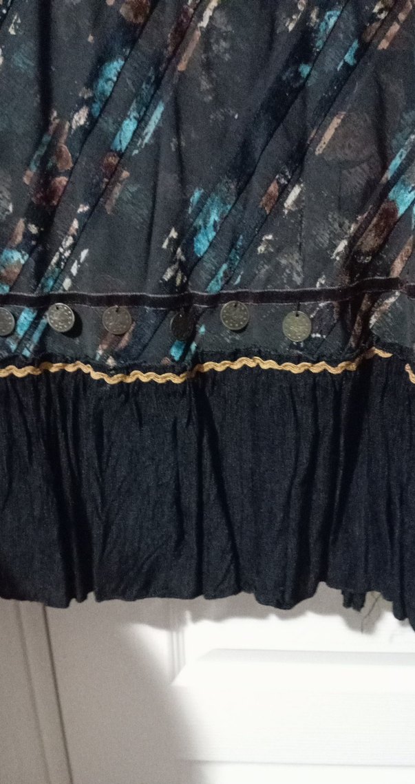 Siyah  Desenli Uzun Bohem Etek - Görsel 2