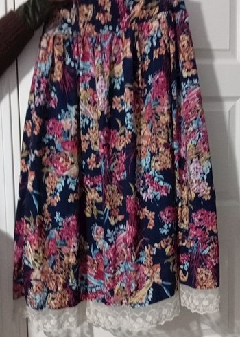 Dantel Detaylı Bohem Desenli Uzun Etek - Görsel 4