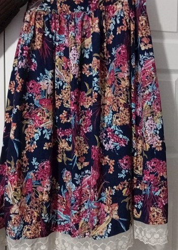 Dantel Detaylı Bohem Desenli Uzun Etek - Görsel 3