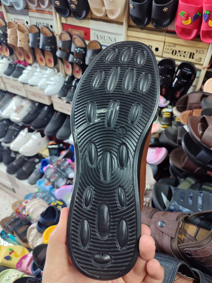 Kahverengi Deri Erkek Sandaletler Tokalı - Görsel 4