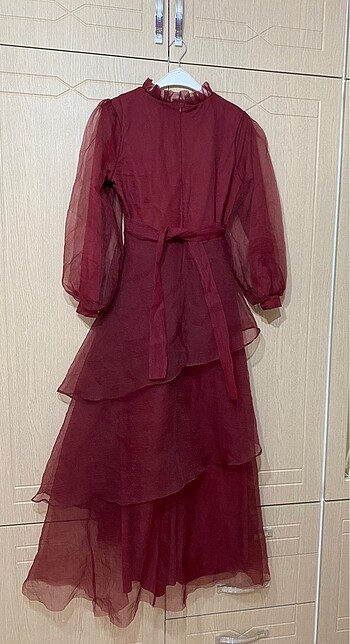 44 Beden bordo Renk abiye elbise